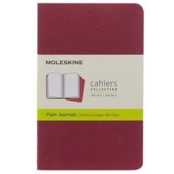 Moleskine - Cahier Plain Pocket Notebook Burgundy Set 3pce