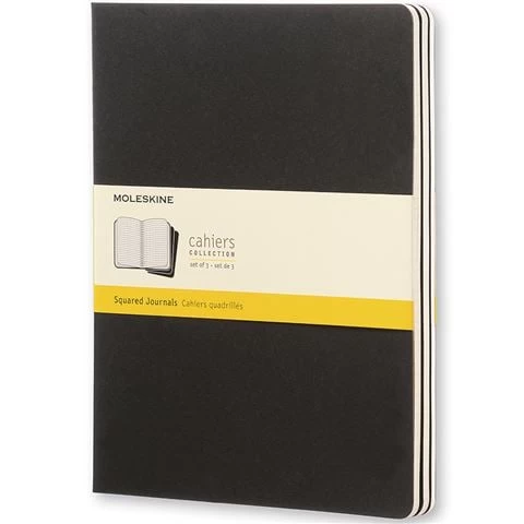 Moleskine - Cahier Squared Notebook XL Black Set 3pce 3 Moleskine - Cahier Squared Notebook XL Black Set 3pce