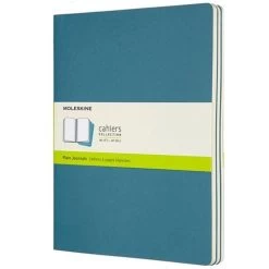 Moleskine - Cahier Plain Notebook Brisk Blue XL Set 3pce
